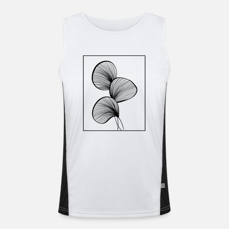 Minimalist Abstract Leaf Line Art – Elegant Design Men's Functional Contrast Tank Top 