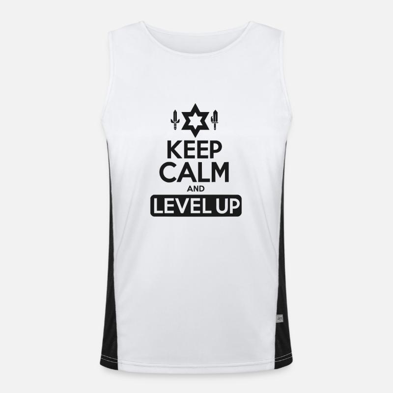 Keep Calm and Level Up - Men's Functional Contrast Tank Top  - white/black