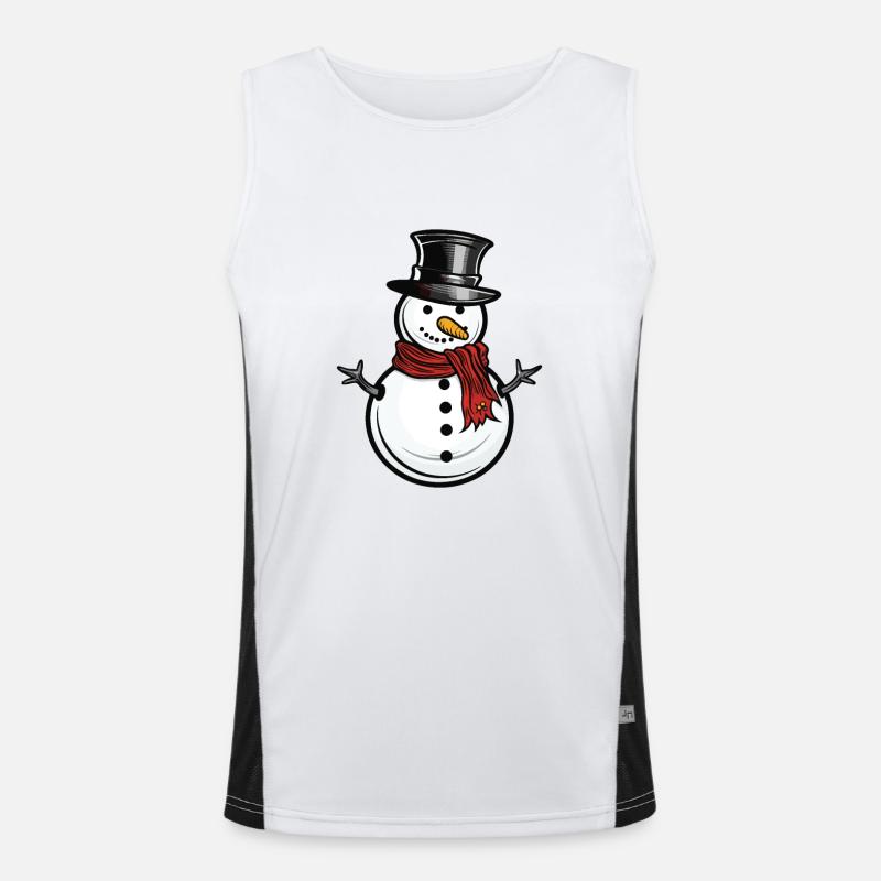 Schneemann Winter Schnee Funktionelles Kontrast-Tank Top für Männer 