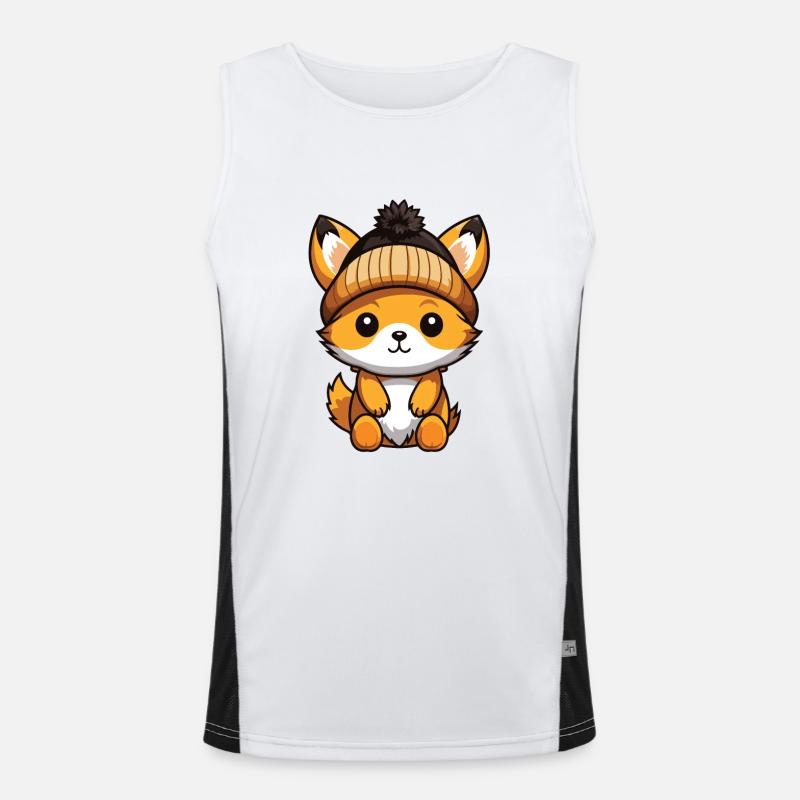 Fuchs Winter Comic Mütze Funktionelles Kontrast-Tank Top für Männer 