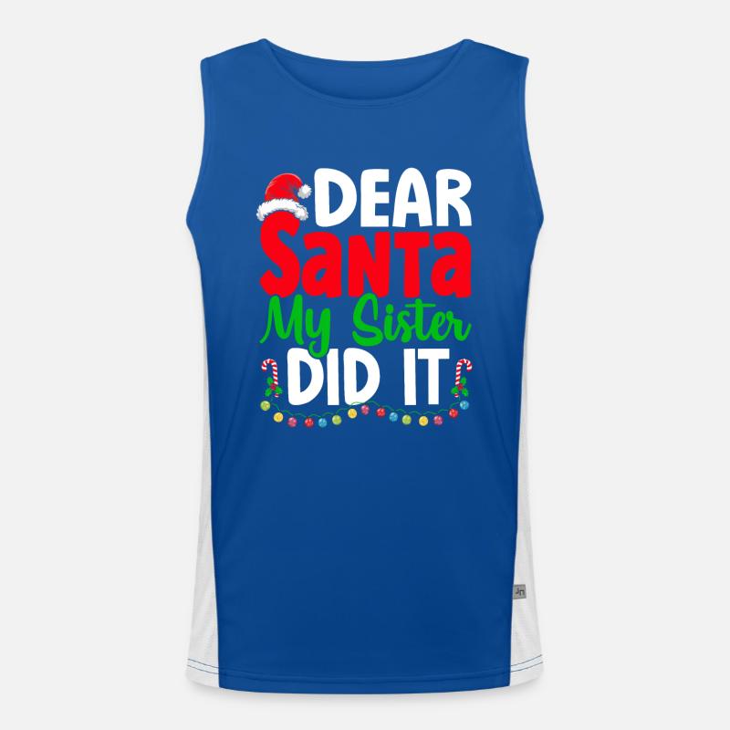 Dear Santa My Sister Did It Christmas Naugthy Funktionelles Kontrast-Tank Top für Männer 
