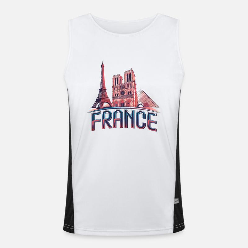 Frankreich Paris Eiffelturm Bonjour Funktionelles Kontrast-Tank Top für Männer 