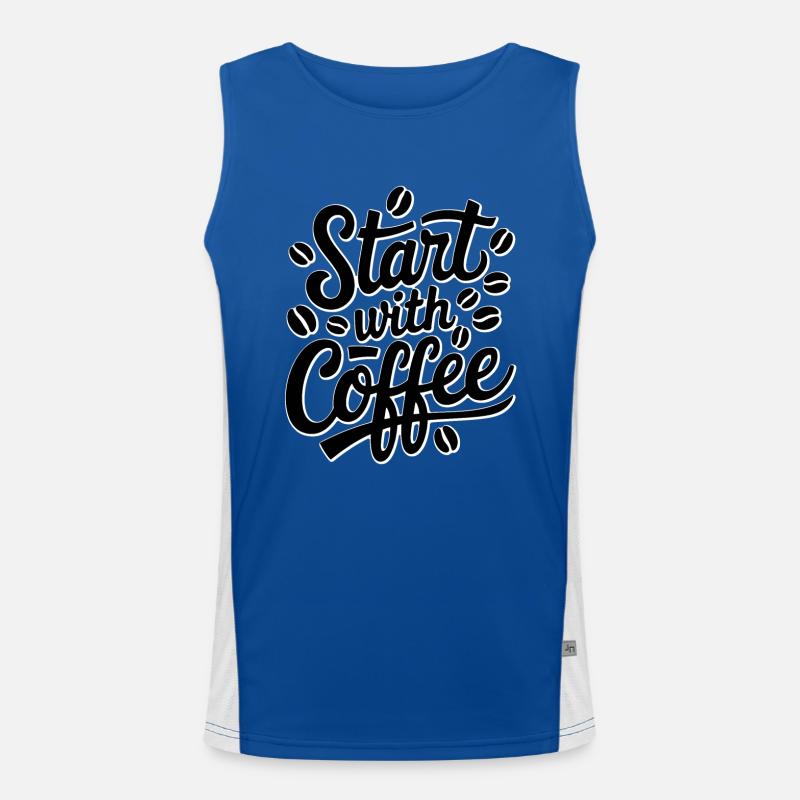 Getting Started with a Coffee - Humor Men's Functional Contrast Tank Top 