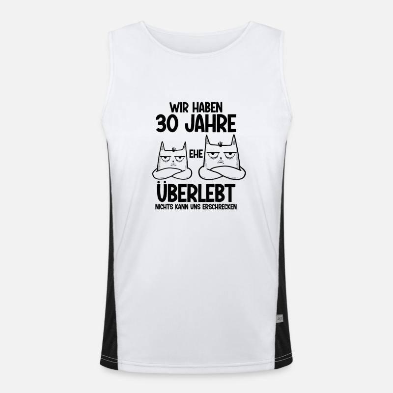30 Jahre Ehe überlebt Perlen Hochzeit Hochzeitstag Funktionelles Kontrast-Tank Top für Männer 