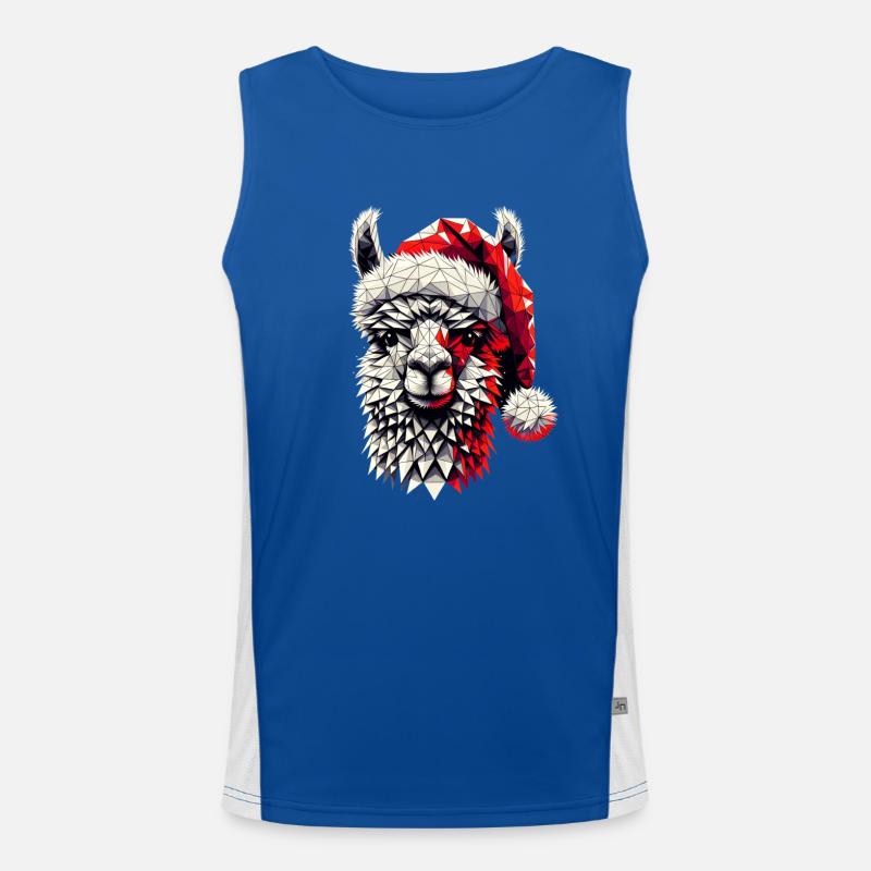 Polygon Art Llama Santa Hat Original Men's Functional Contrast Tank Top 