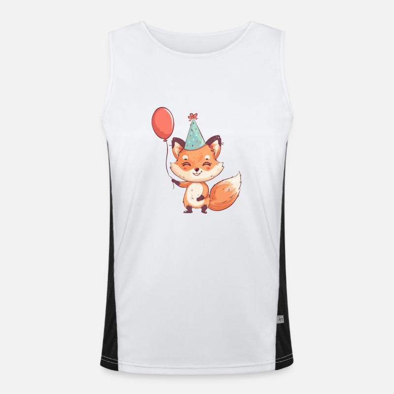 Fuchs Geburtstag Comic Funktionelles Kontrast-Tank Top für Männer 