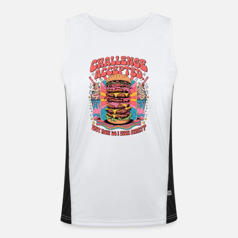 Burger Challenge Accepted Funktionelles Kontrast-Tank Top für Männer 