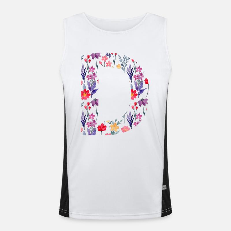 Personalisierter Blumenbuchstabe d - Geschenkidee Funktionelles Kontrast-Tank Top für Männer 