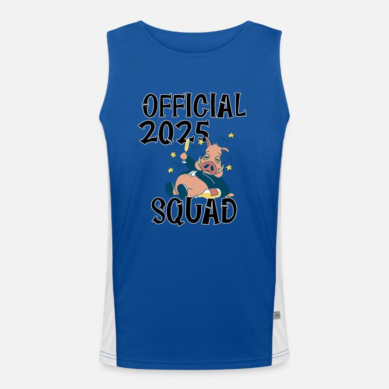 Official 2025 Squad, das Sylvester/Neujahrs-Design Funktionelles Kontrast-Tank Top für Männer 