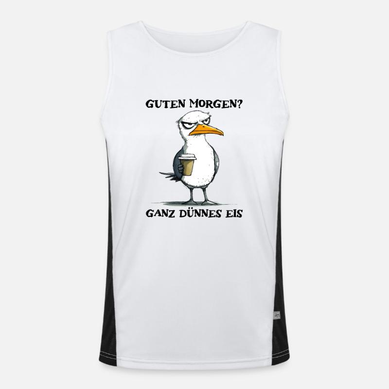 Guten Morgen Ganz Dünnes Eis Morgenmuffel Möwe Funktionelles Kontrast-Tank Top für Männer 