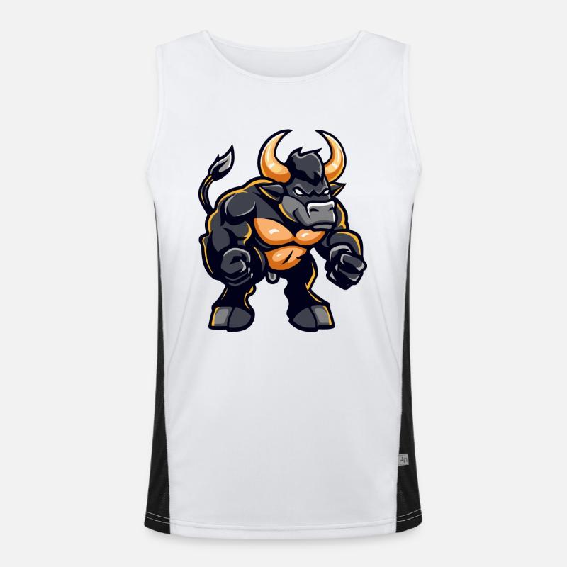 Taurus Comic - Men's Functional Contrast Tank Top  - white/black