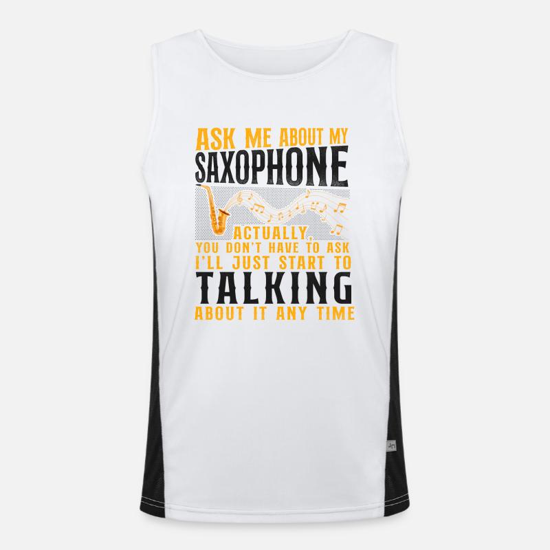 Saxophone Ask Me About My Funktionelles Kontrast-Tank Top für Männer 