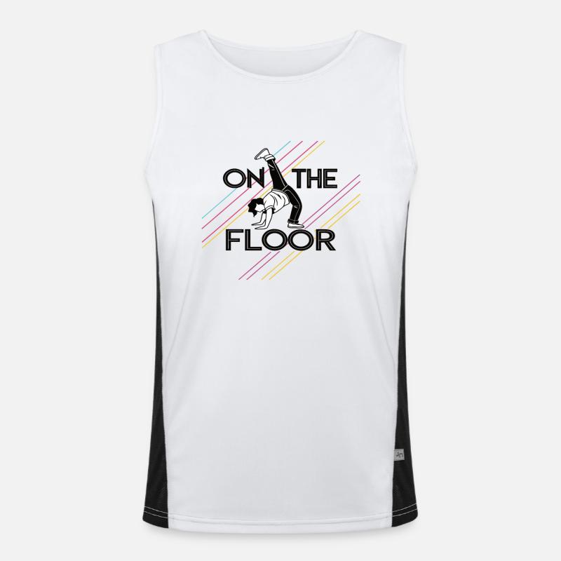 On The Floor – Cooles Breakdance Design Funktionelles Kontrast-Tank Top für Männer 