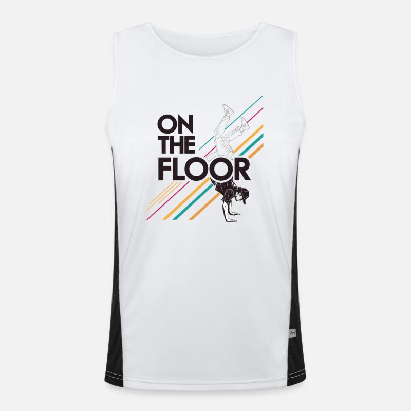 On The Floor – Cooles Breakdance Design Funktionelles Kontrast-Tank Top für Männer 