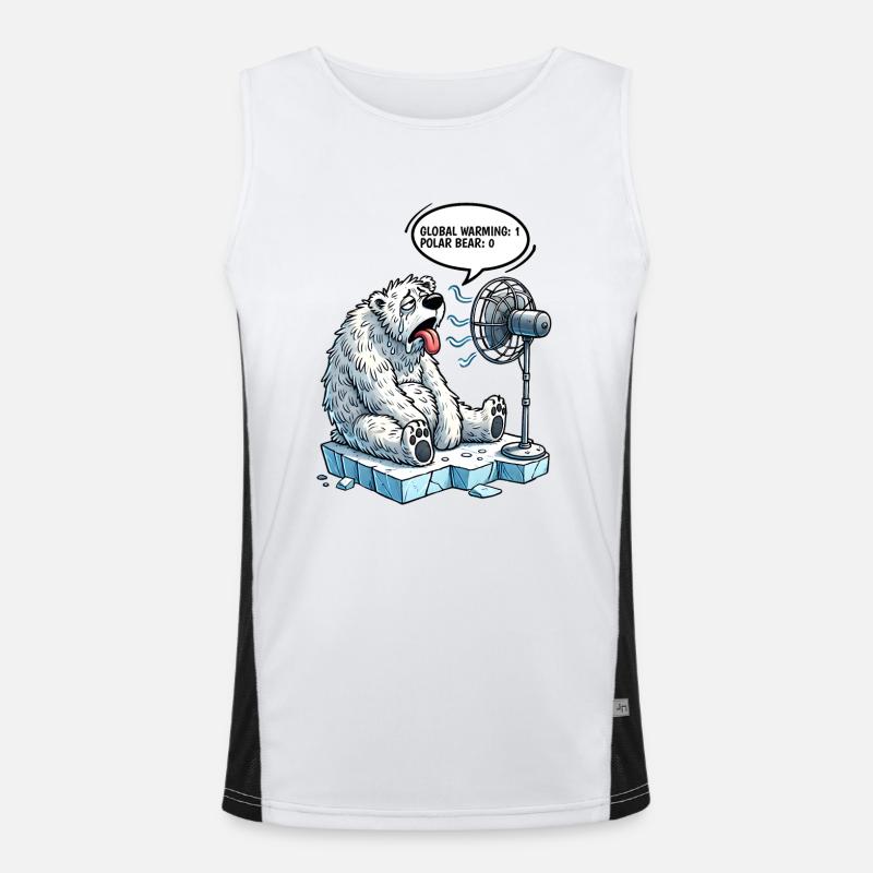 Global Warming Polar Bear Funny Climate Design Funktionelles Kontrast-Tank Top für Männer 