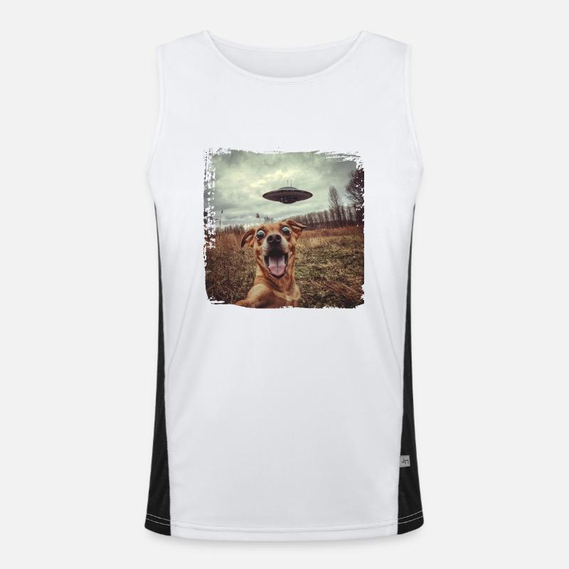 Drôle de chien Selfie Ufo Meme Gift Débardeur respirant contrasté Homme 