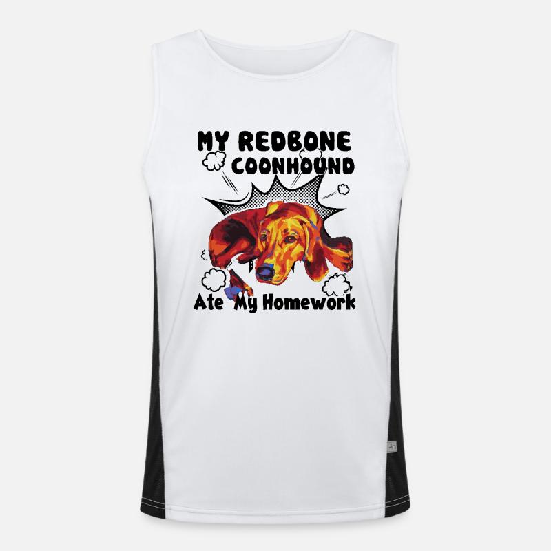 Redbone Coonhound Ate My Homework Men's Functional Contrast Tank Top 