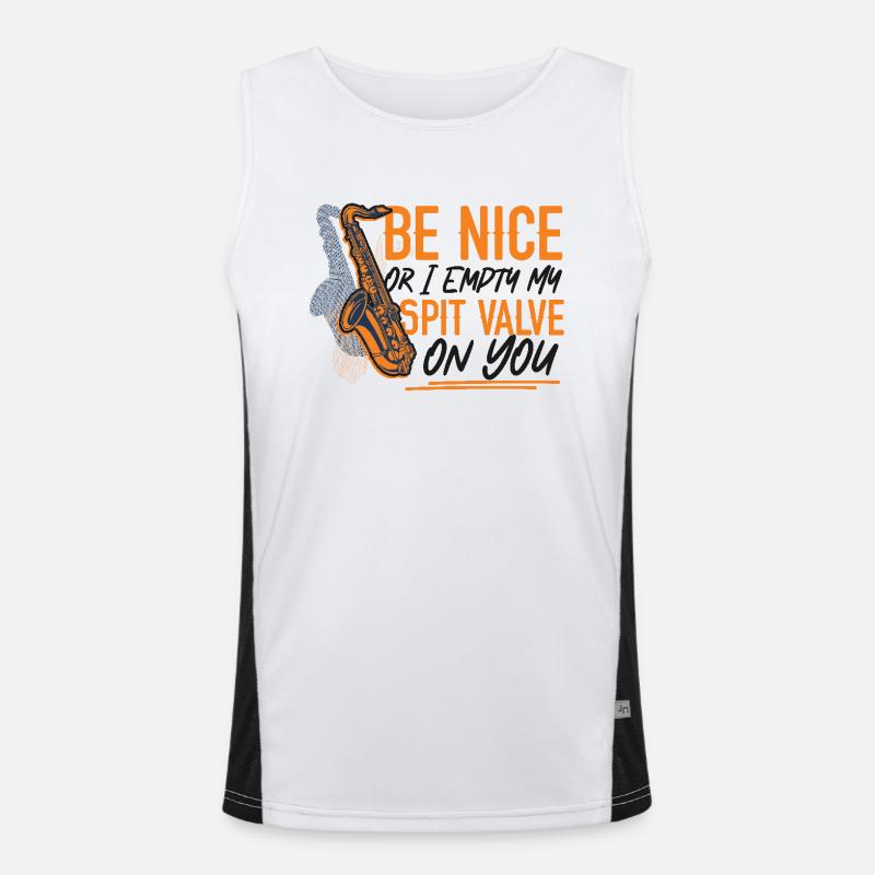 Saxophone Be Nice Or I Empty My Funktionelles Kontrast-Tank Top für Männer 