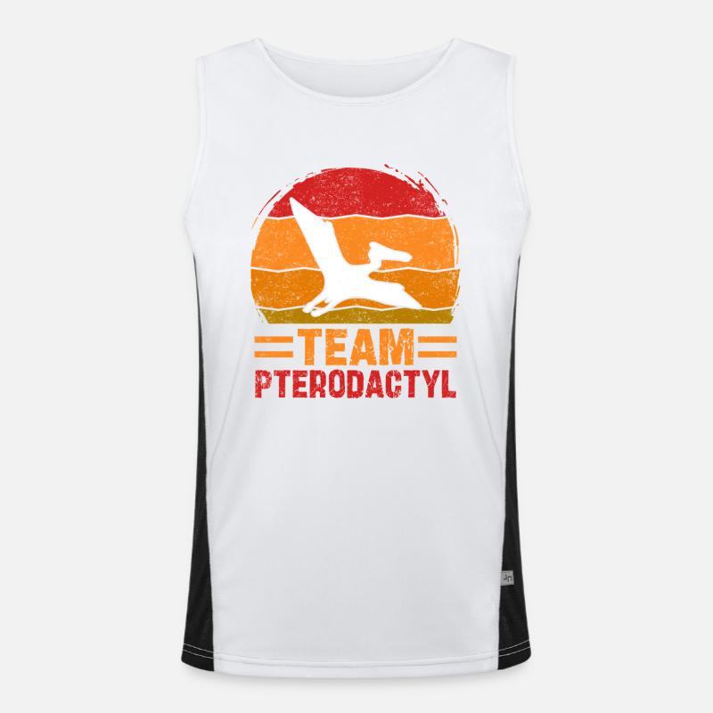 Team Pterodactyl Dinosaur Retro Design - Men's Functional Contrast Tank Top  - white/black