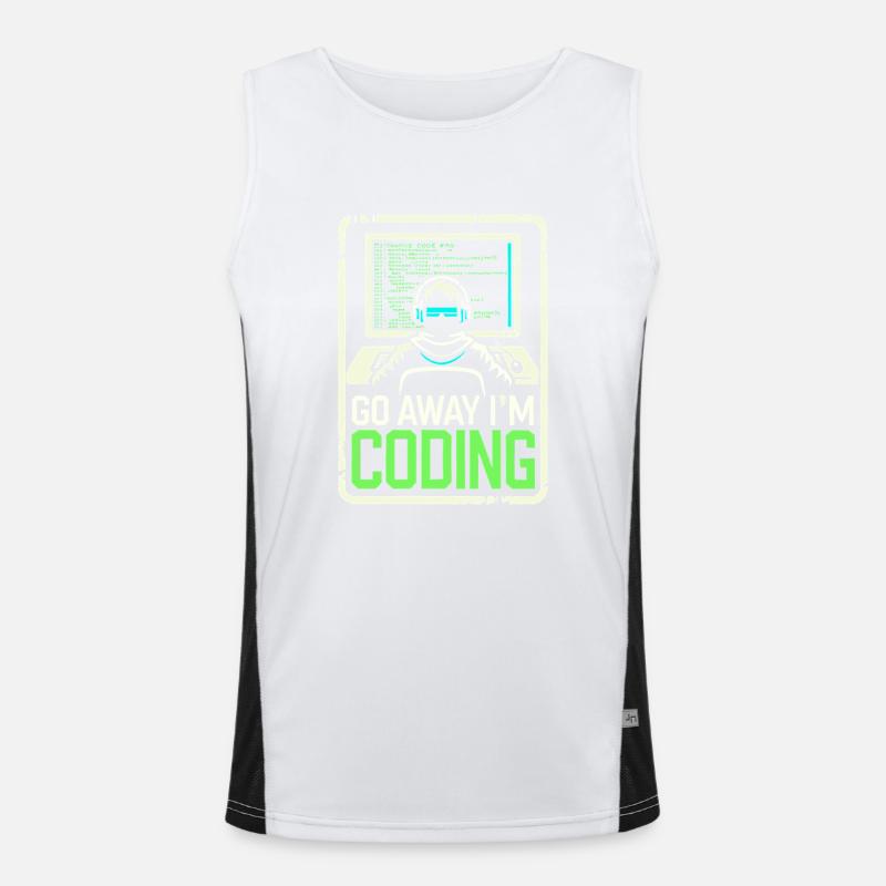 Geh weg, ich bin am Coden Funktionelles Kontrast-Tank Top für Männer 