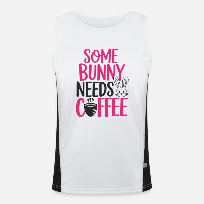 Funny Easter Bunny Coffee Design Men's Functional Contrast Tank Top 