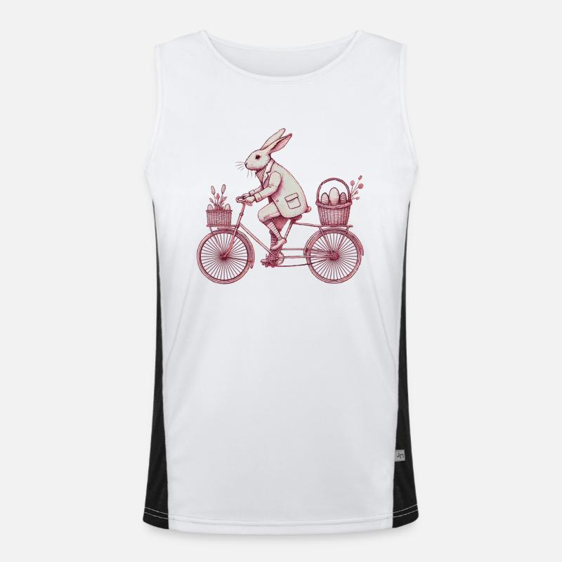 Easter Bunny Bicycle Retro Style - Men's Functional Contrast Tank Top - white/black