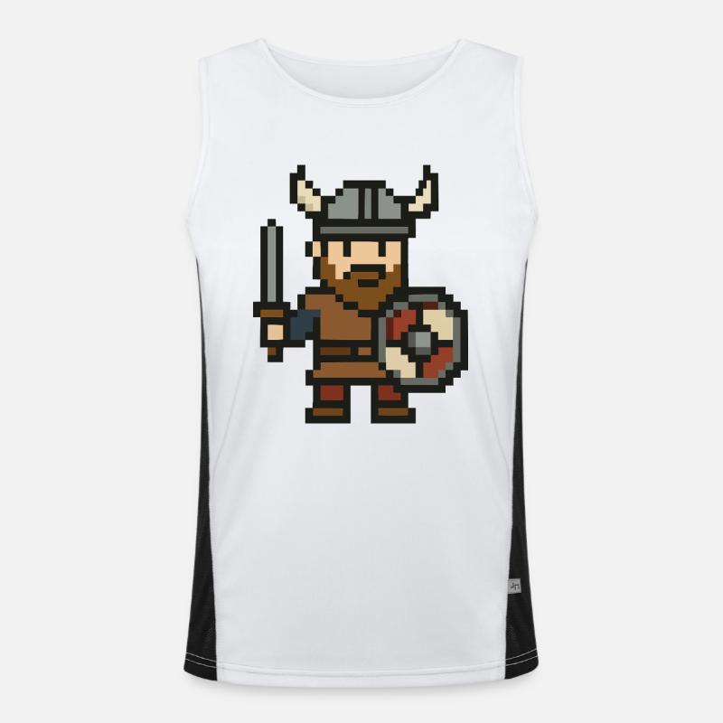 wikinger comic pixel Funktionelles Kontrast-Tank Top für Männer 