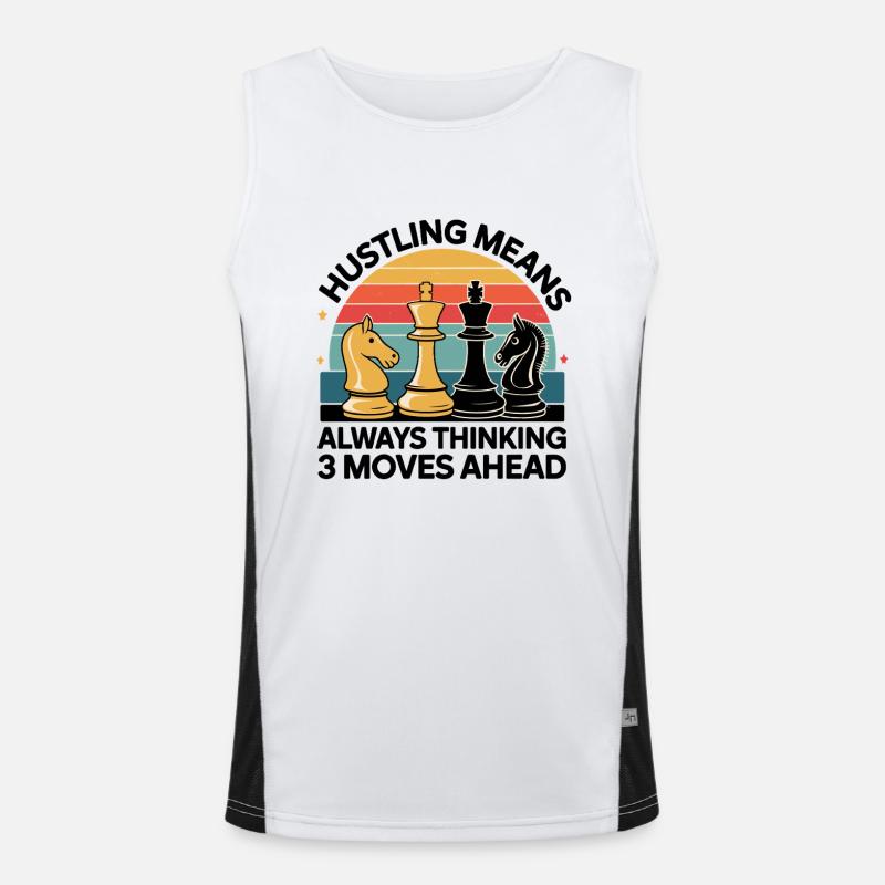 Chess Strategy: Always Think Three Moves Ahead Men's Functional Contrast Tank Top 
