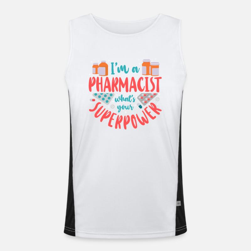 Pharmacy Tech Technician - Men's Functional Contrast Tank Top  - white/black