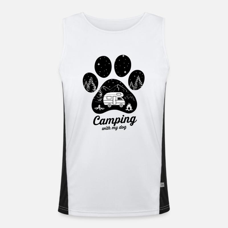 Camping Abenteuer mit Hund Funktionelles Kontrast-Tank Top für Männer 