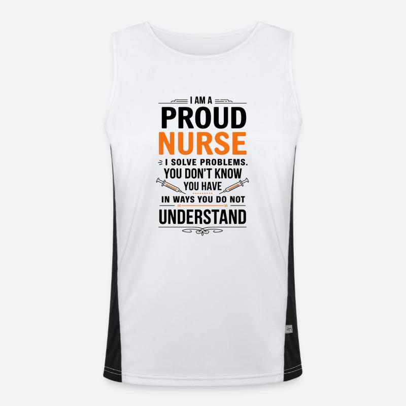 Stolze Krankenschwester Spruch Funktionelles Kontrast-Tank Top für Männer 