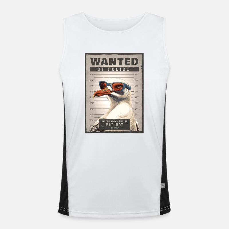 Fischbrötchendieb Möwe Funktionelles Kontrast-Tank Top für Männer 