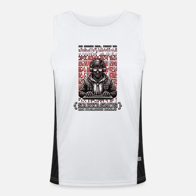 Ich spreche HTML Python und Sarkasmus - Funktionelles Kontrast-Tank Top für Männer  - Weiß/Schwarz