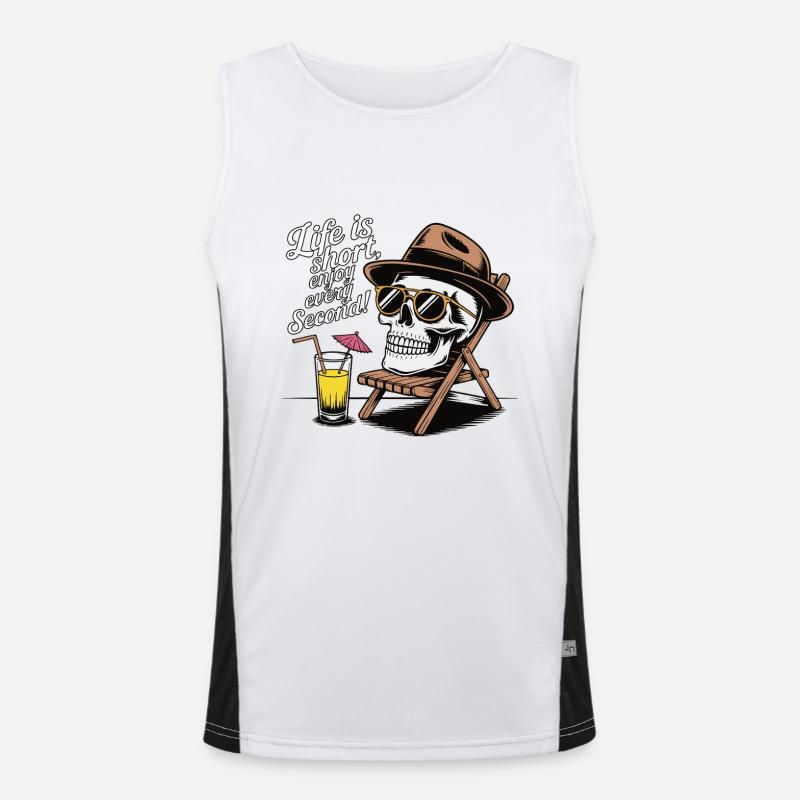 SKELETONS, LIFE IS SHORT, ENJOY EVERY SECOND Men's Functional Contrast Tank Top 