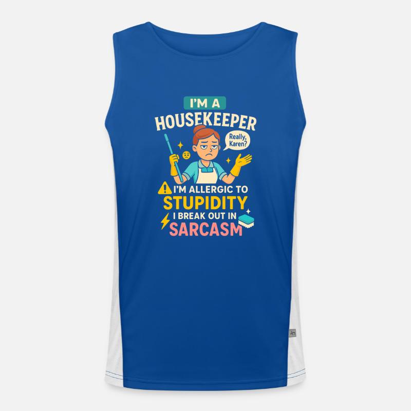 Ich bin eine Haushälterin Ich bin allergisch gegen Funktionelles Kontrast-Tank Top für Männer 