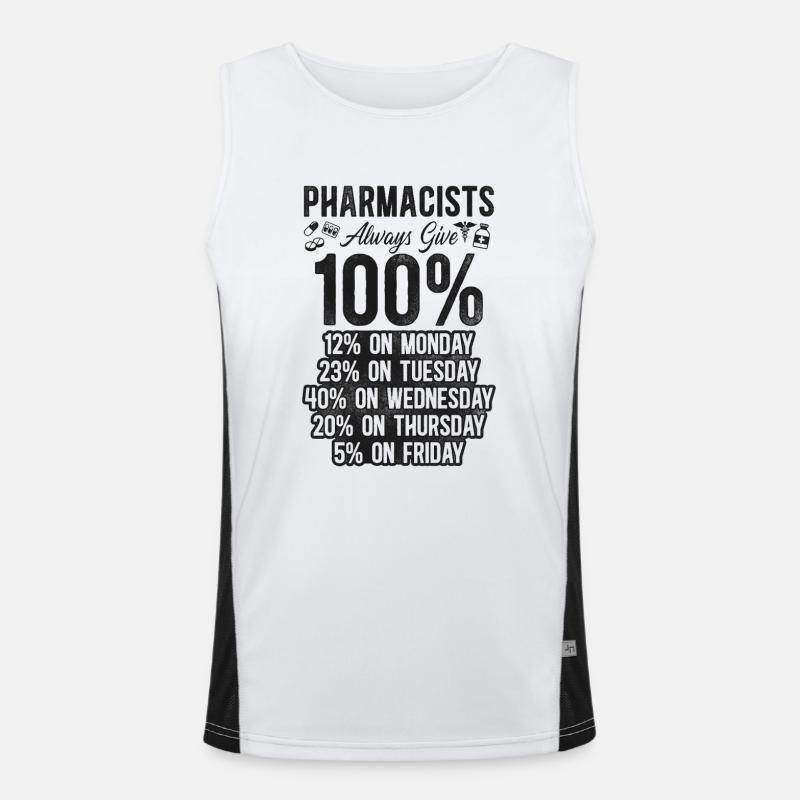 Pharmacy Tech Technician - Men's Functional Contrast Tank Top  - white/black