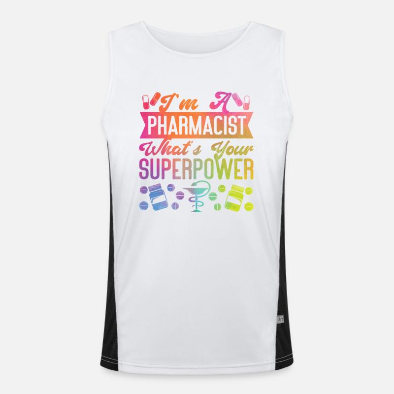 Pharmacy Tech Technician - Men's Functional Contrast Tank Top  - white/black