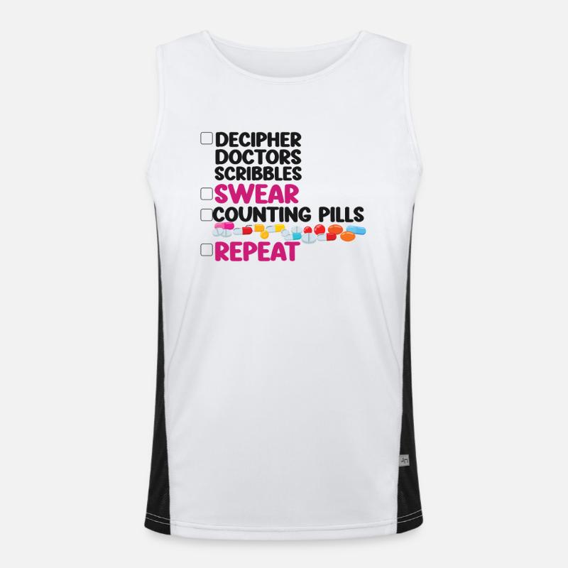 Pharmacy Tech Technician - Men's Functional Contrast Tank Top  - white/black