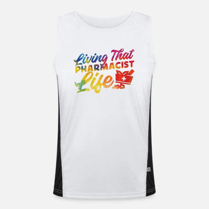 Pharmacy Tech Technician - Men's Functional Contrast Tank Top - white/black