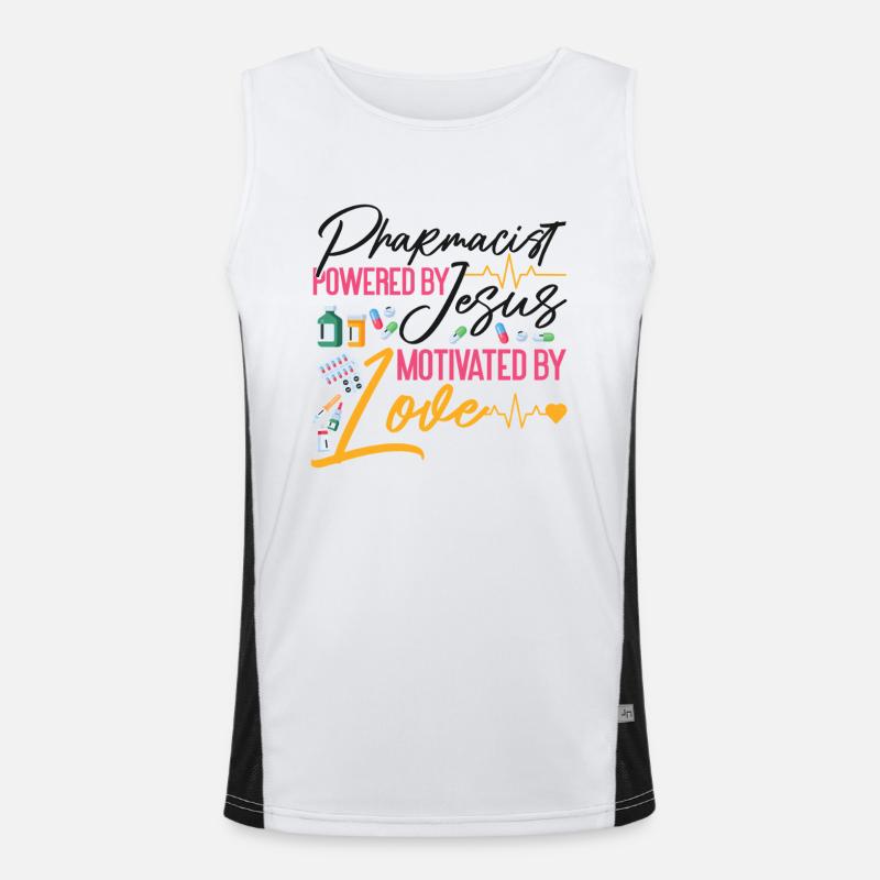 Pharmacy Tech Technician - Men's Functional Contrast Tank Top  - white/black