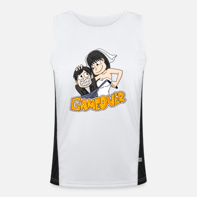 Game Over Wedding Funny Gift Men's Functional Contrast Tank Top 