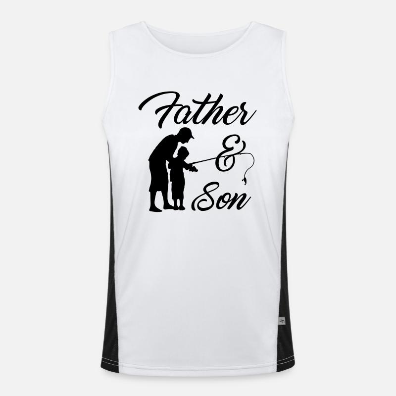 Father and Son Fishing Rod Angler Gift Men's Functional Contrast Tank Top 