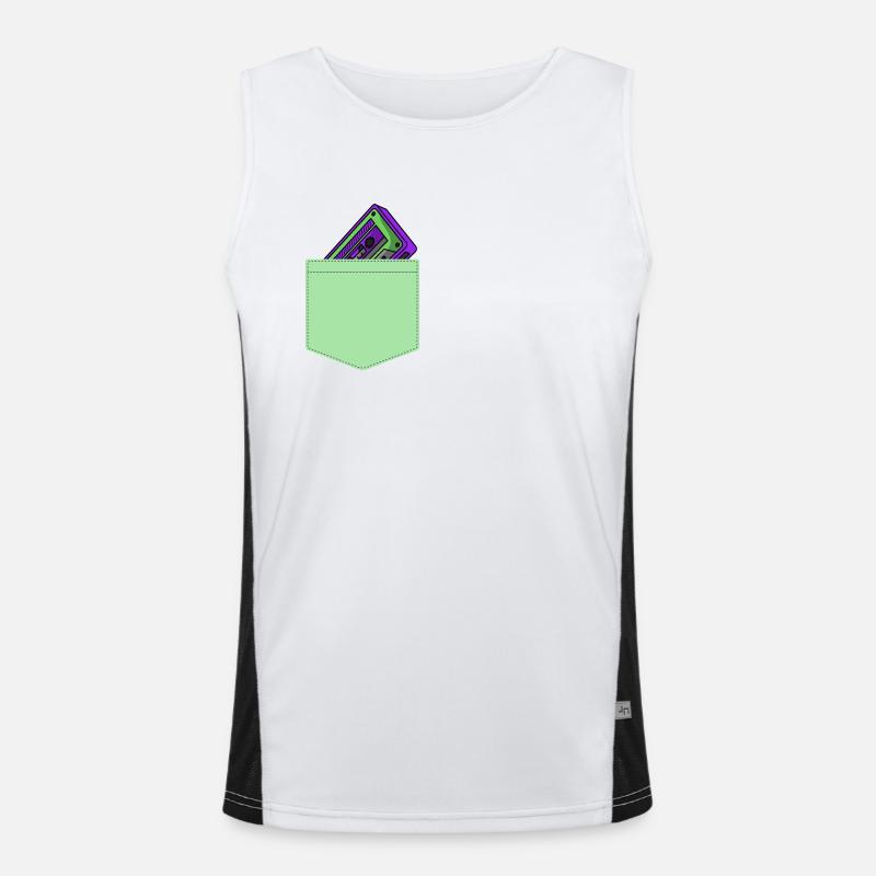 Kassette Musik Brusttasche 80er Geschenk Idee Funktionelles Kontrast-Tank Top für Männer 
