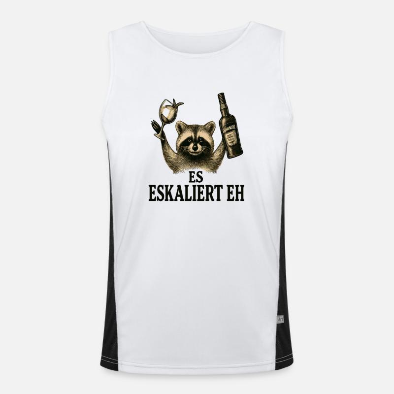 Party Waschbär Spruch Trinkspruch Es Eskaliert Eh Funktionelles Kontrast-Tank Top für Männer 
