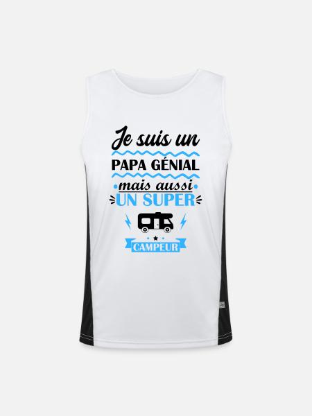 papa génial campeur, cadeau fête des pères - Débardeur respirant contrasté Homme  - blanc/noir - Devant