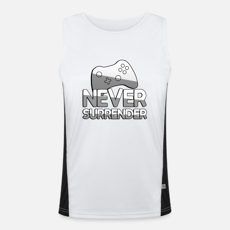 NEVER SURRENDER + Controller - Gaming Funktionelles Kontrast-Tank Top für Männer 