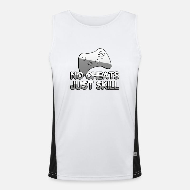 NO CHEATS JUST SKILL + Controller - Gaming Men's Functional Contrast Tank Top 