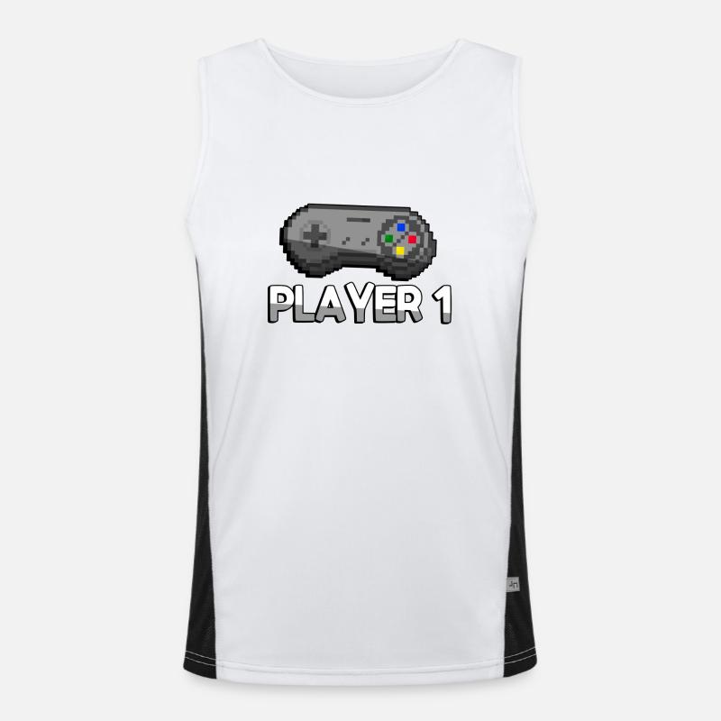 PLAYER 1 + SNES Controller - Gaming Men's Functional Contrast Tank Top 