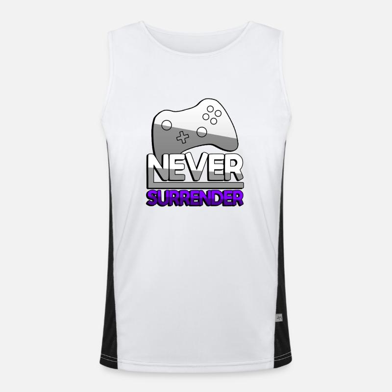 NEVER SURRENDER (Lila) + Controller - Gaming Funktionelles Kontrast-Tank Top für Männer 