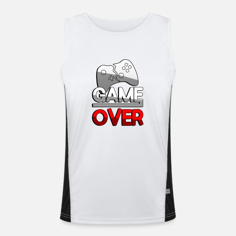 GAME OVER (Rot) + Controller - Gaming Funktionelles Kontrast-Tank Top für Männer 